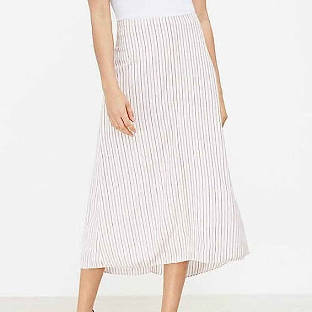 LOFT Red Stripes Red Sear Sucker Maxi Skirt for Spring Fashion